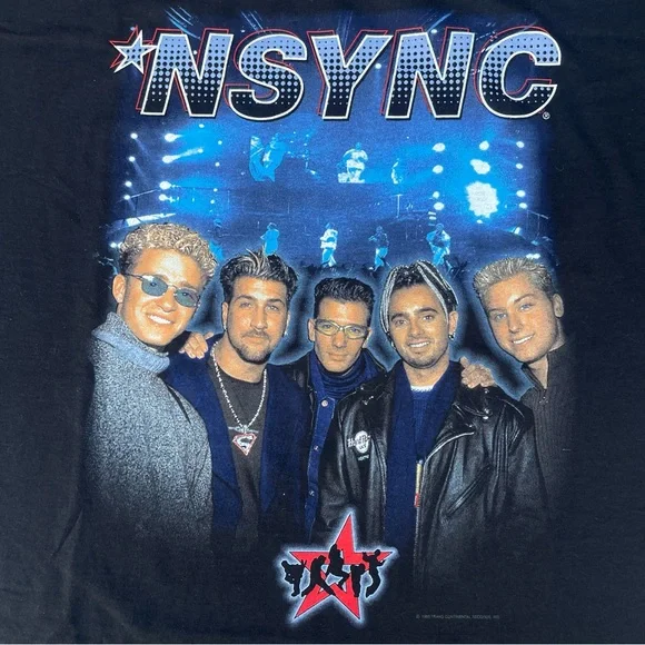 NWT Vintage 90s NSYNC Justin Timberlake Deadstock Black Graphic T-shirt